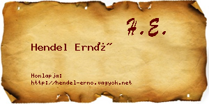 Hendel Ernő névjegykártya